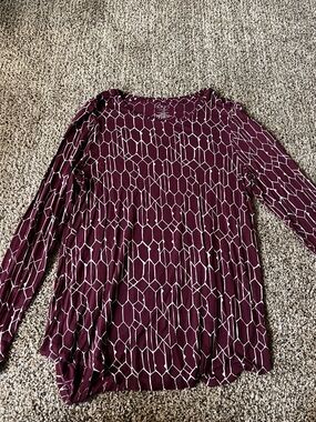 Apt. 9 Burgundy Geometric Long-Sleeve Dress